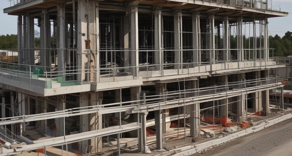 A construction site showcasing modern engineering techniques and equipment.
