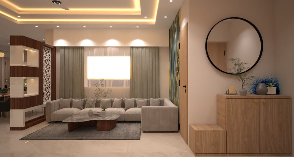 Warm and cosy living room interior design