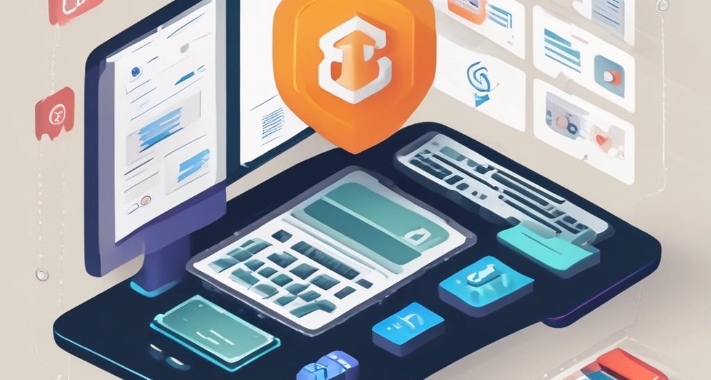 A futuristic digital display featuring various popular web browser icons. The icons are arranged in a semi-circle on a vibrant, abstract background with a keyboard surface below them. The text 'Chat GPT' is displayed above the icons.