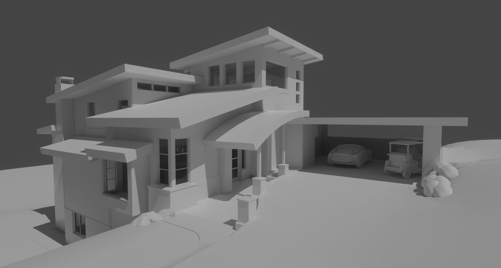 Cliff View Mountain Contemporary Home Clay Build Front