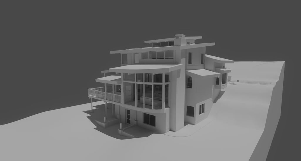 Cliff View Mountain Contemporary Home Clay Build Rear