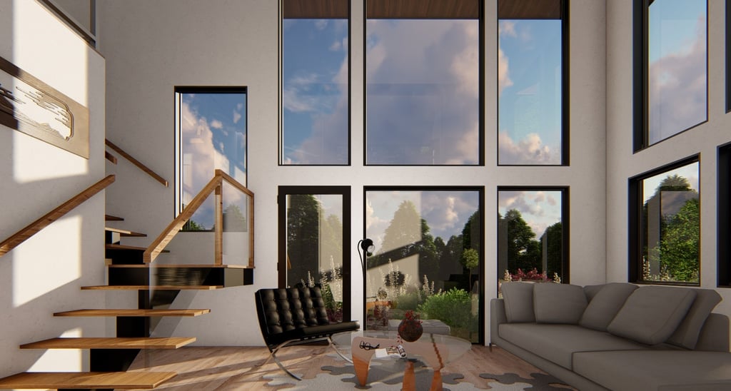 Creekside Contemporary Home Render Family