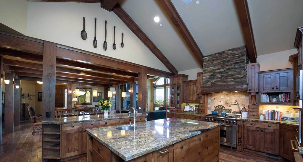 Pineview Timber Frame Mountain Home Kitchen-2