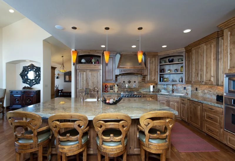 Highland Timber Frame Mountain Home Kitchen-2