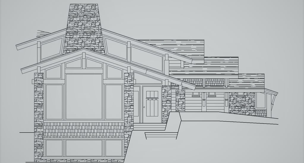 Elk Mountain Timber Frame Mountain Home Line Elevation