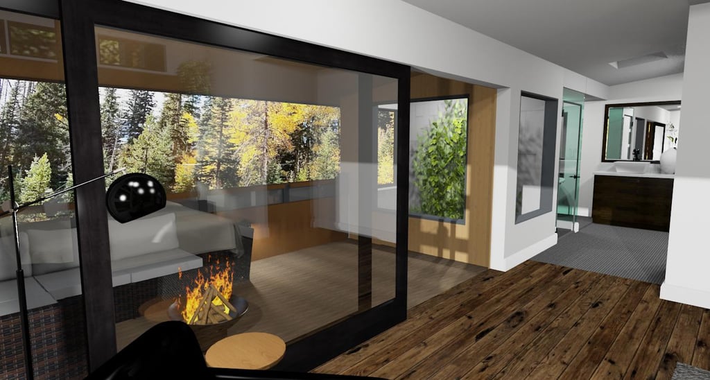 Cliff View Mountain Contemporary Home Bedroom Suite-2 Render