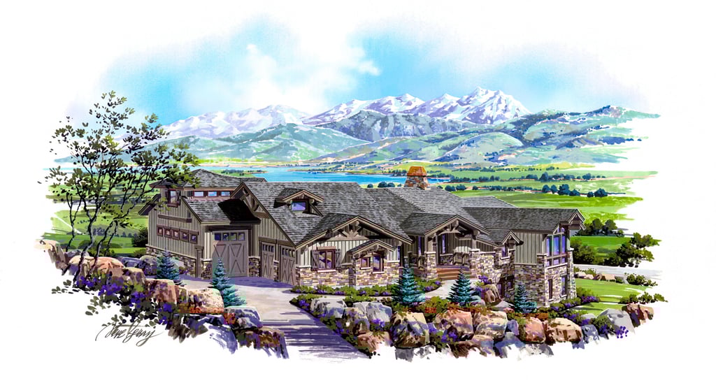 Elkhorn Timber Frame Mountain Home Render