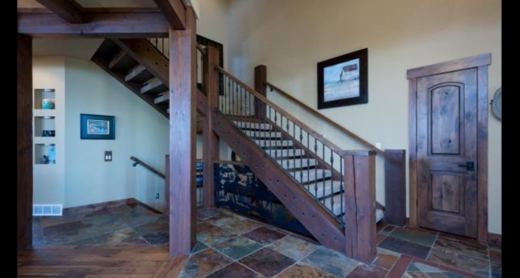 Pineview Timber Frame Mountain Home Stairs