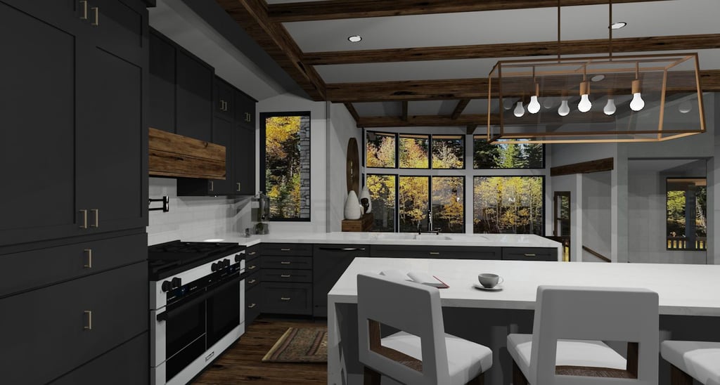 Cliff View Mountain Contemporary Home Kitchen-1 Render