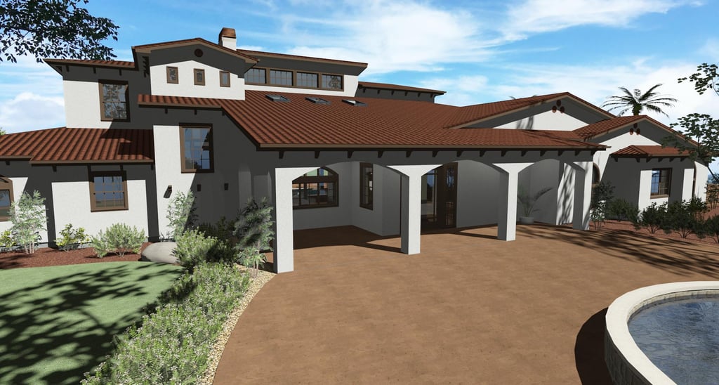 Santa Barbara Spanish Colonial Home Render Front
