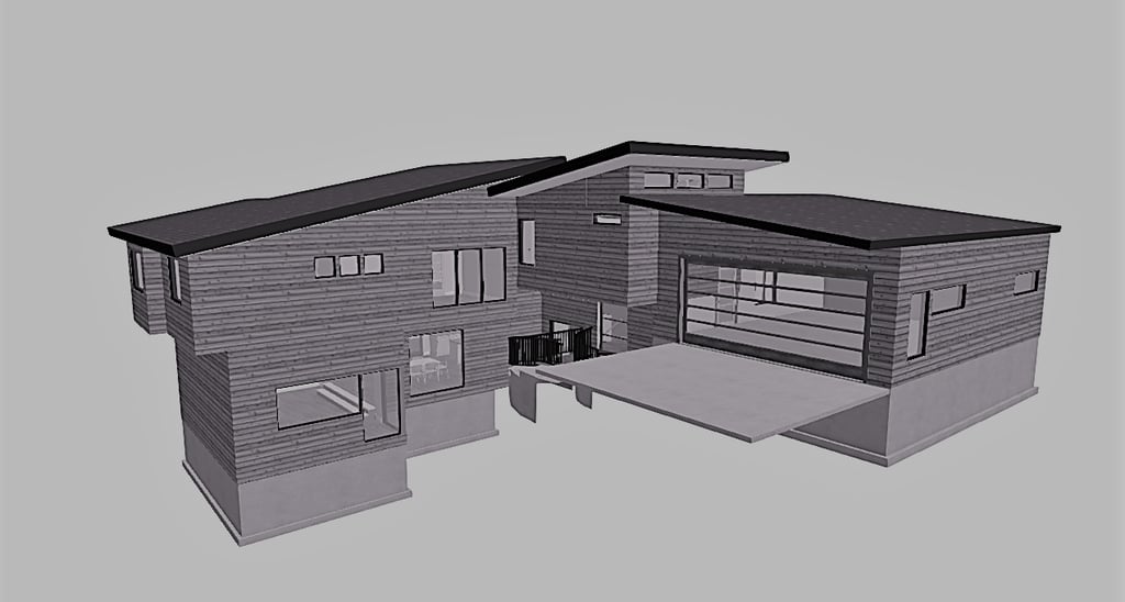 Bedrock Contemporary Hillside Home Render Front