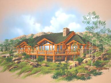 Lakeview Lodge Timber Frame Mountain Home Render