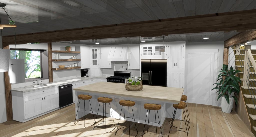 Castle Ridge Hillside Contemporary Home Kitchen Render