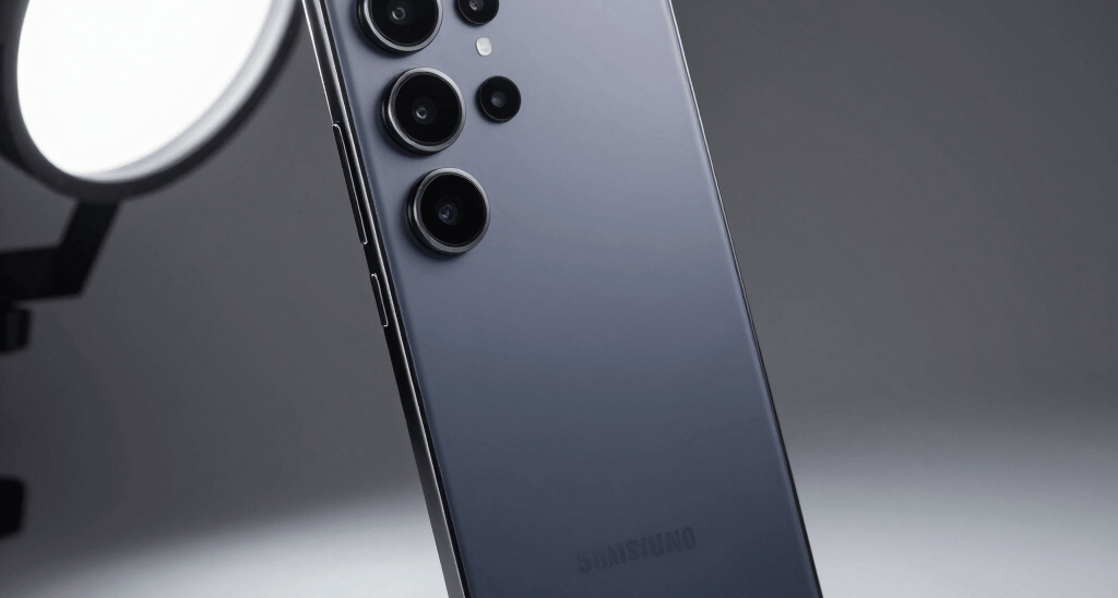 Close-up of a sleek modern smartphone with a bright screen showing a product comparison app.