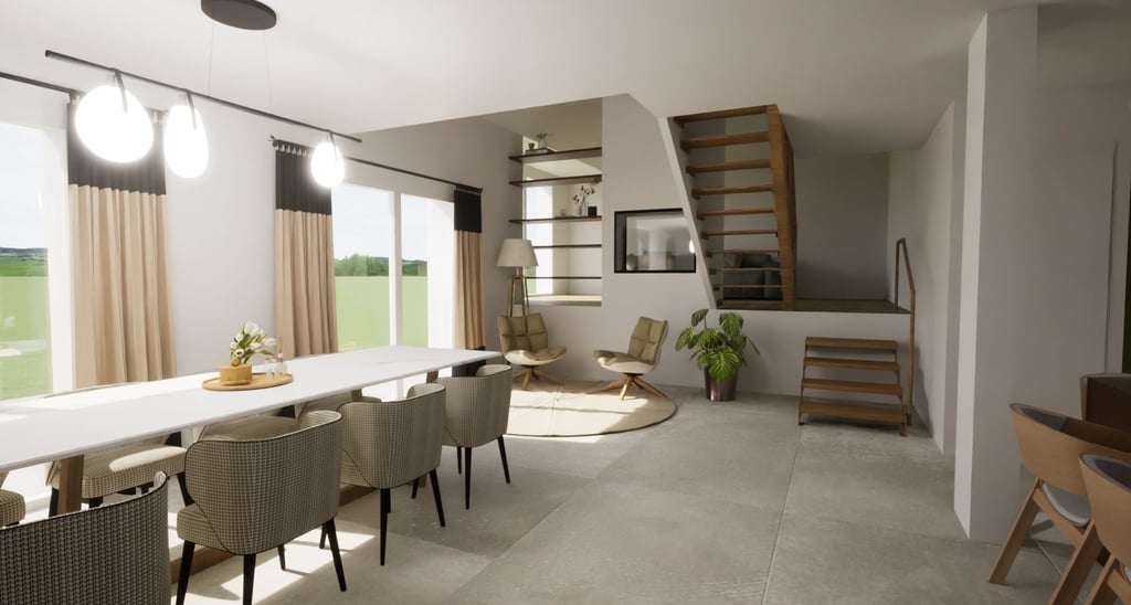 Visuel pièce de vie Rénovation Saint-Péran