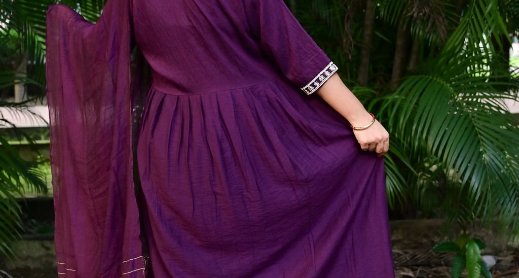 back-view-of-deep-plum-anarkali-kurta-set-with-intricate-silver-embroidery-for-women