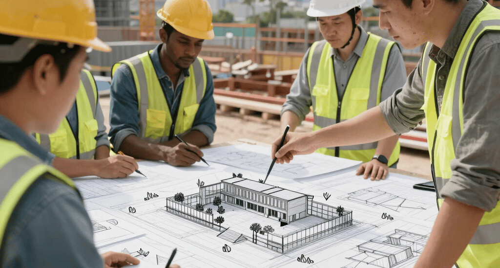 A modern home automation control panel with icons for partial and full automation.