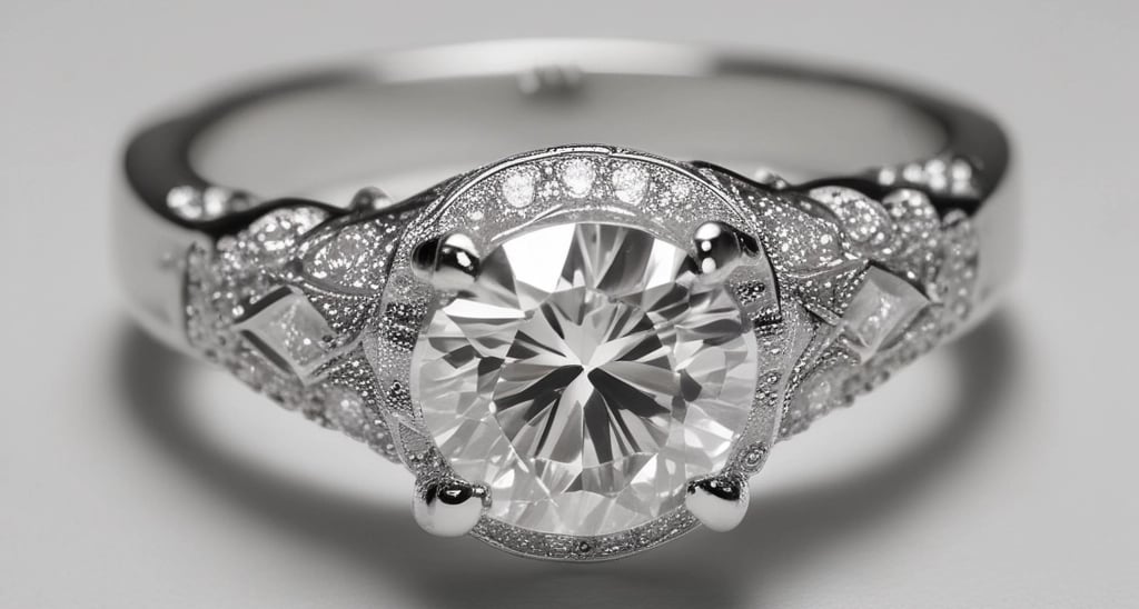 a diamond ring with a diamond set in white gold