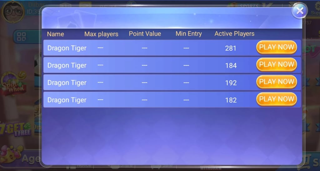 this image show play 3patti room apk game (dragon tiger)