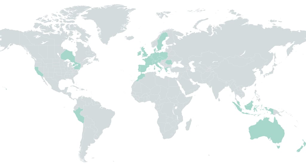 Mapa con los países visitados