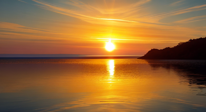 a sunset over the ocean
