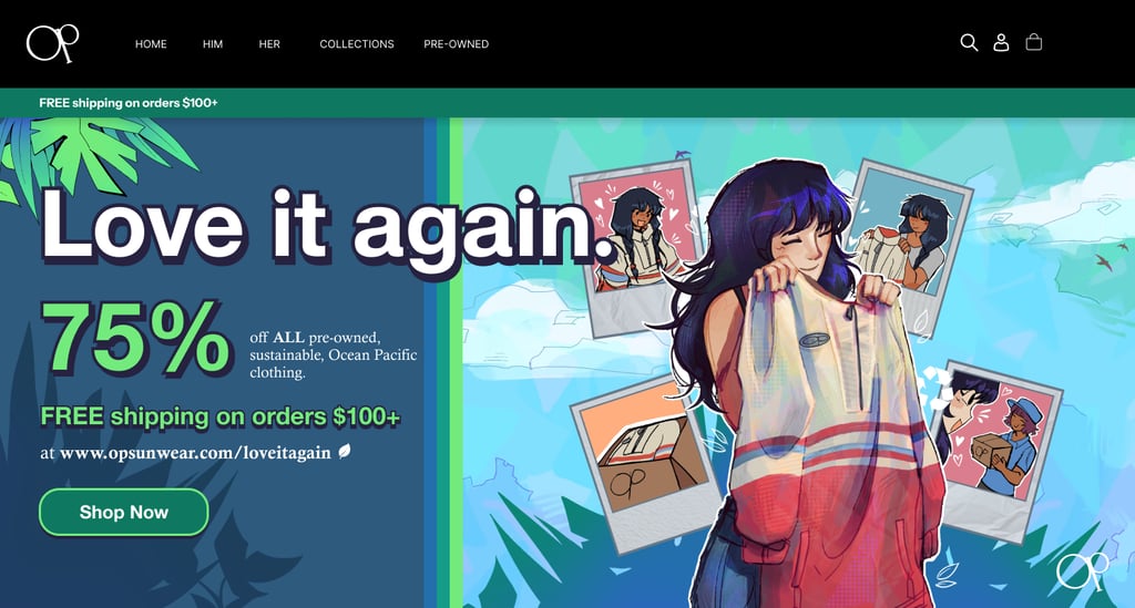 Ocean Pacific 'Love it Again' campaign landing page ad