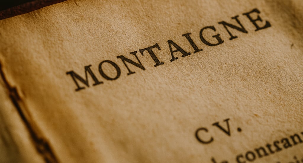 a page from a very old book with Montaigne’s name