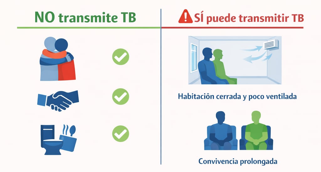 Comparativa de qué contactos no transmiten tuberculosis vs situaciones de riesgo real de contagio