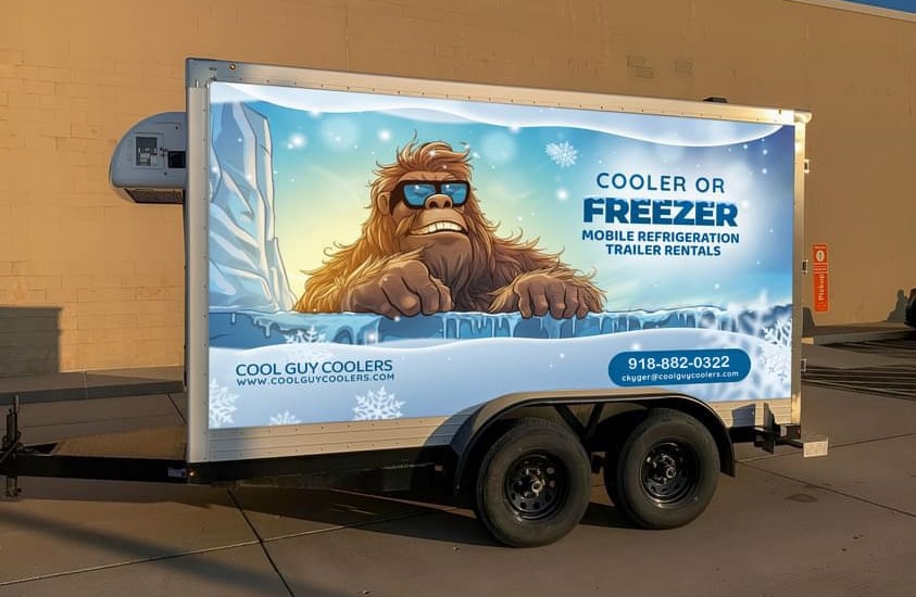 Picture of the Cool Guy Coolers mobile refrigerated trailer.