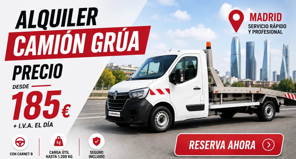 Alquiler camión grúa desde 185€ más IVA