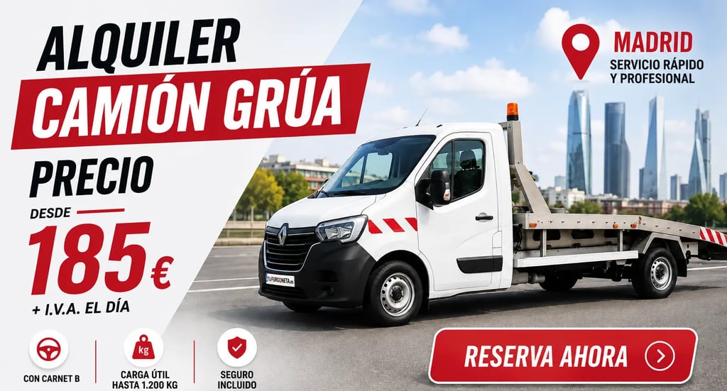 Alquiler camión grúa desde 185€ más IVA