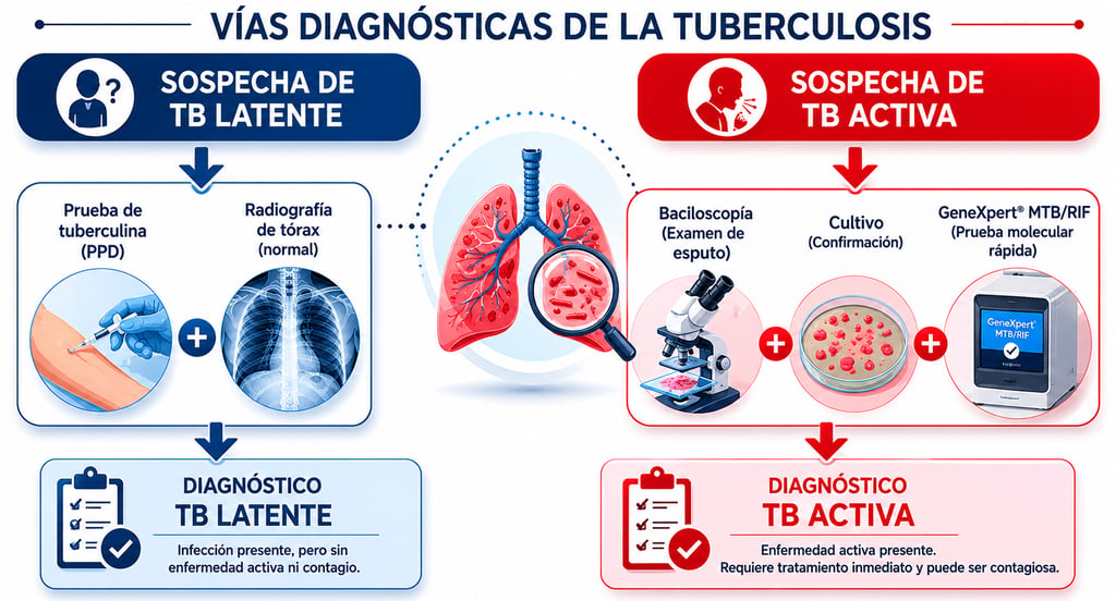 las dos vías diagnósticas para tuberculosis latente y tuberculosis activa