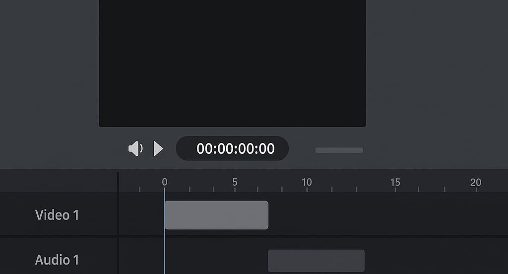 Screenshot of a simple timeline video editor interface