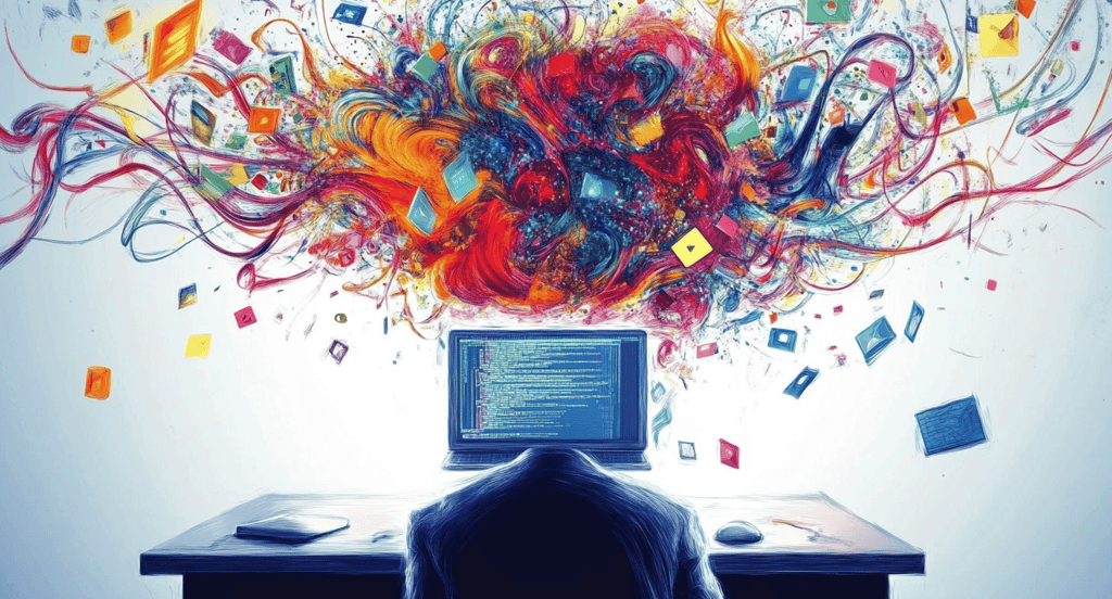 a person sitting at a desk with a laptop and a computer