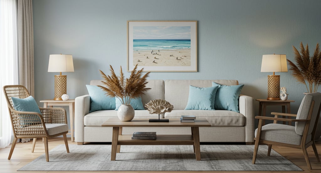 Living room with coastal-style accessories