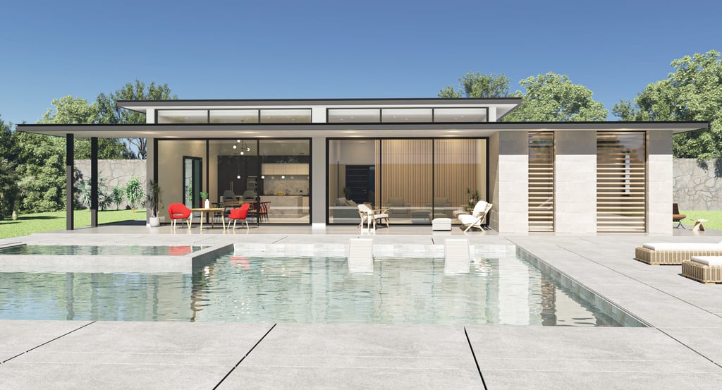 maison contemporaine avec une piscine