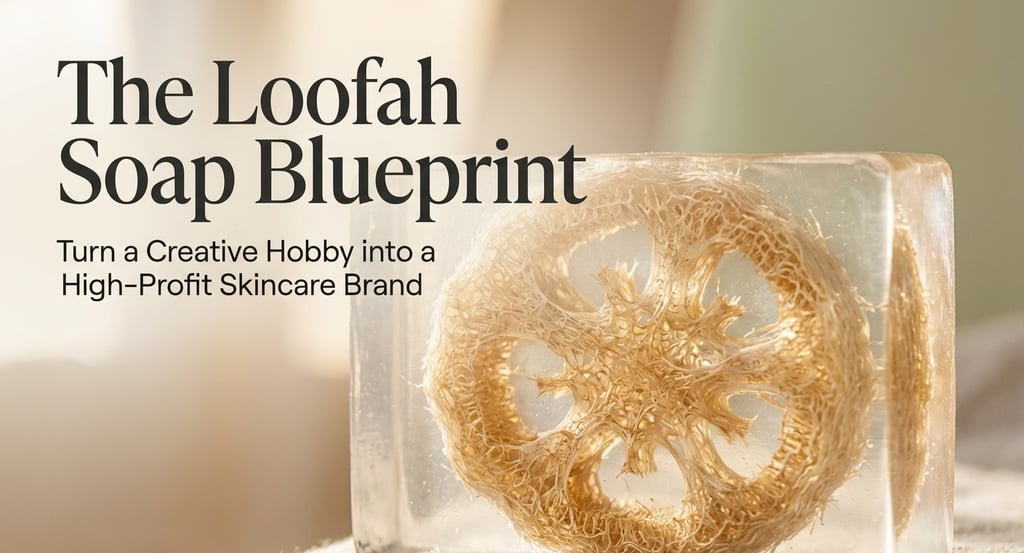 Handmade clear loofah soap bar for a skincare business blueprint guide.