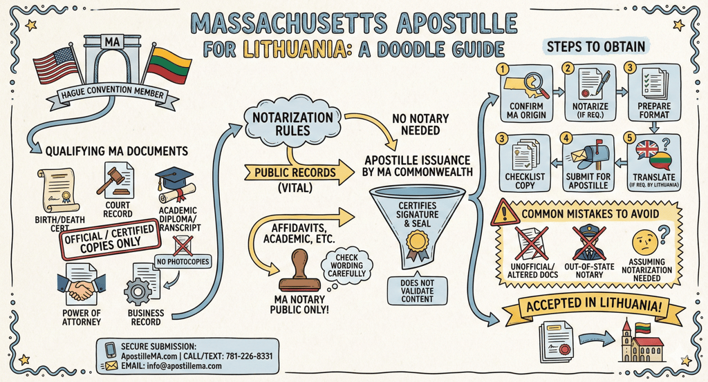 Apostille for Lithuania from Massachusetts document authentication