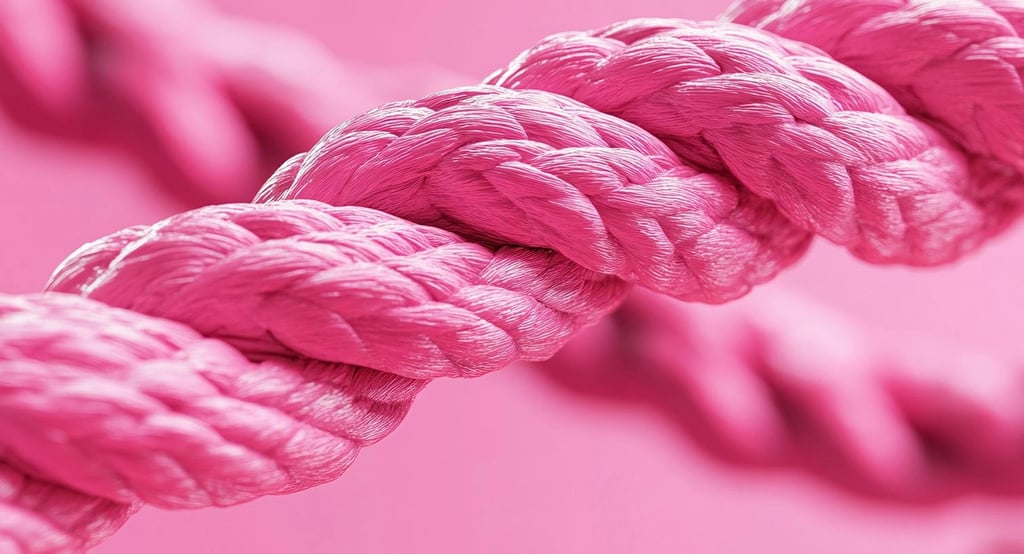 Cuerdas sobre fondo rosa con fortaleza
