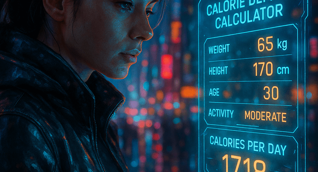 Mujer usando calculadora deficit calorico