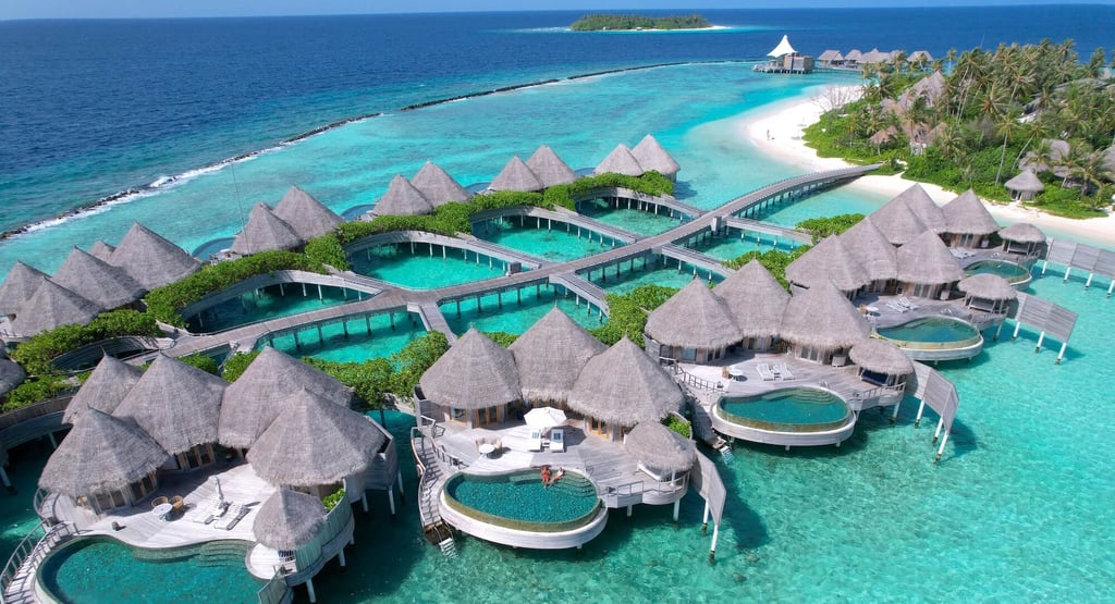 Nautilus Maldives arial view overwater villas