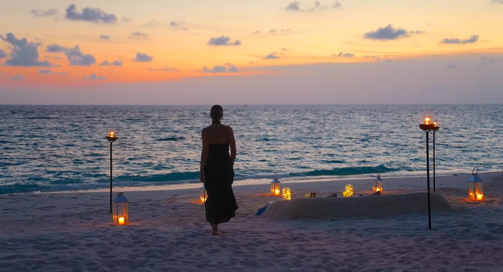 Raffles Maldives private beach dinner
