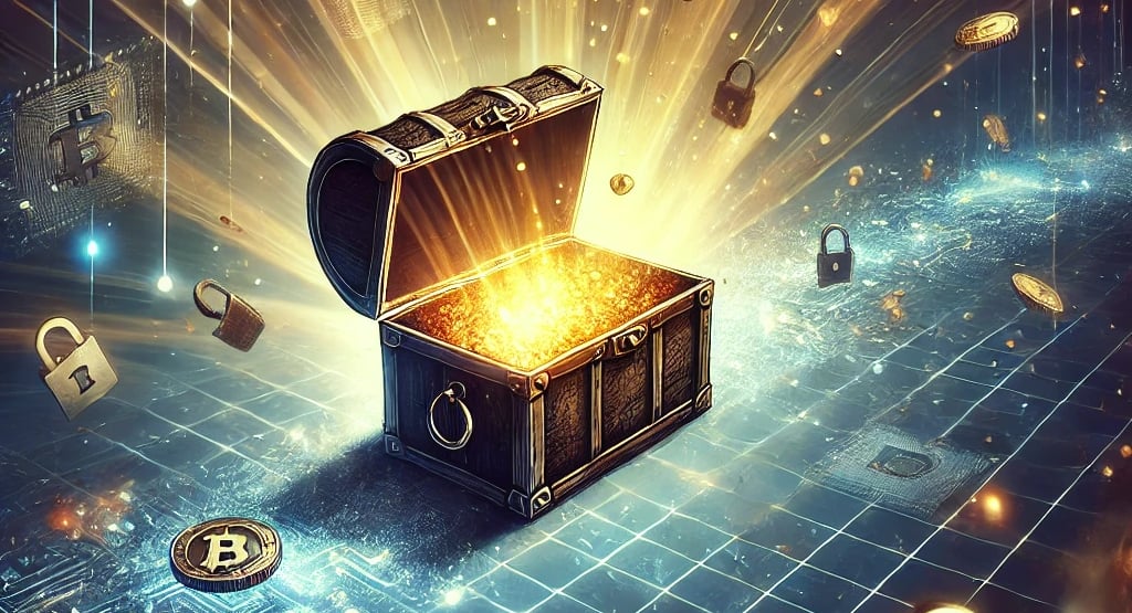 a chest with gold inside of it