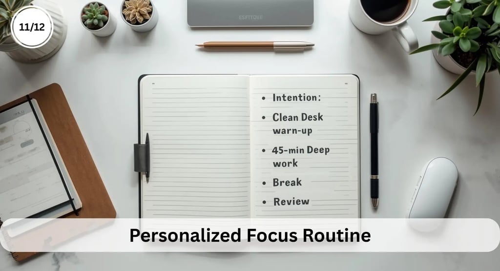 Notebook showing a simple routine to switch the brain into study focus mode.