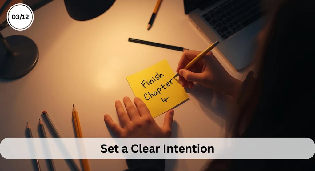 Student writing a clear study intention note to activate focus mode — Thunder Motivation.