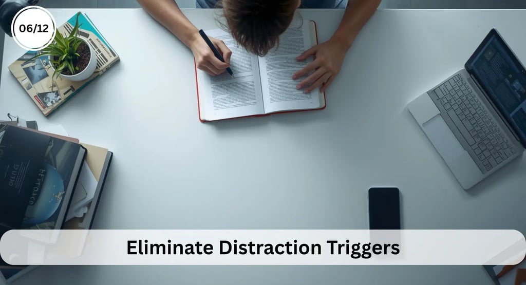 Phone kept away from study desk to cut distractions and boost focus mode.