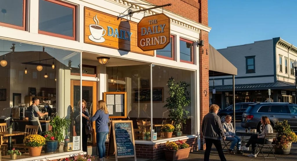 Local business storefront in St Helens, Oregon, showcasing community engagement