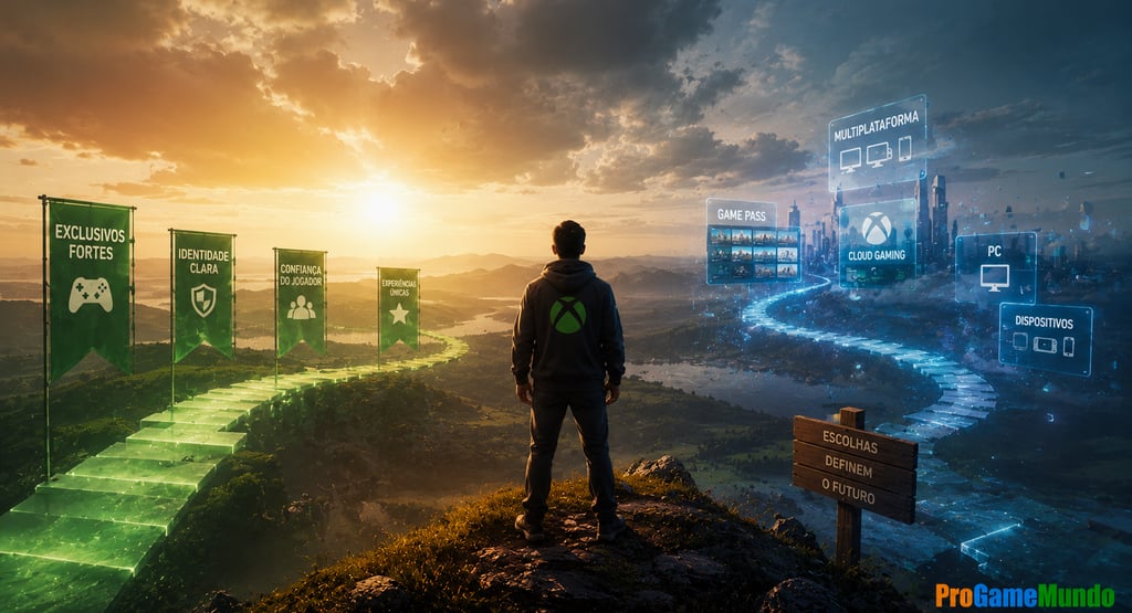 Xbox diante de caminhos digitais sobre exclusivos e futuro da plataforma.