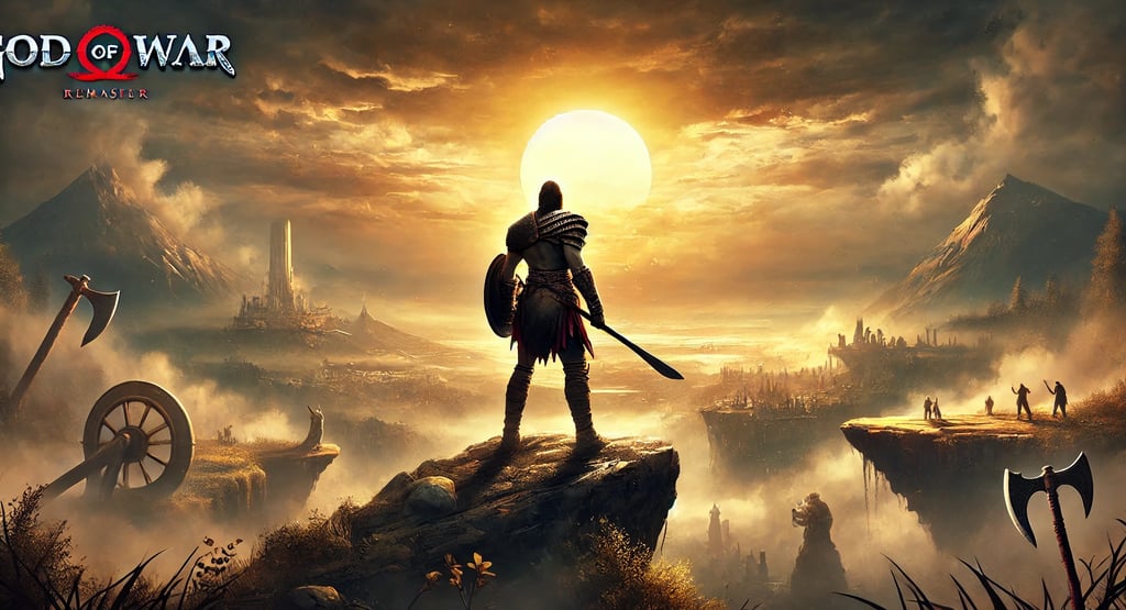 a man standing on a cliff overlooking a city