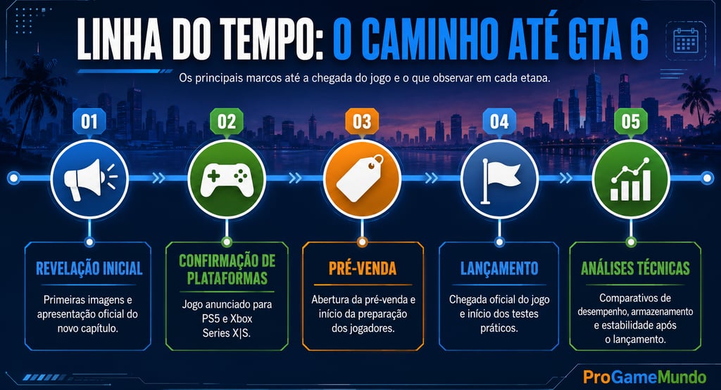 Linha do tempo mostra etapas principais até o lançamento de GTA 6.